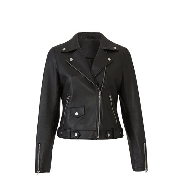 Slate & Willow Black Leather Biker Moto Jacket Size M